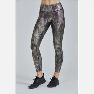 Prism Sport Women's Metallic Camo Workout Leggings Mocha X-Small Ankle Low Rise